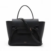 セリーヌ ベルトバッグナノ クロコ型押し 2WAYハンドバッグ ブラック