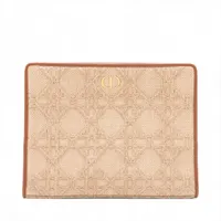 クリスチャンディオール カナージュ ラフィア クラッチバッグ ベージュ