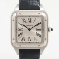 カルティエ サントスデュモン WSSA0032 SS×革 手巻き シルバー文字盤