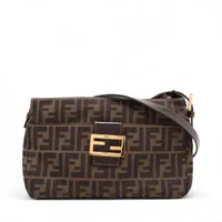 フェンディ マンマバケット スエード 2WAYショルダーバッグ ブラウン