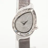 センチュリー タイムジェム WG×革 QZ シルバー文字盤