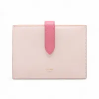 セリーヌ ロゴ ミディアムストラップウォレット レザー コンパクトウォレット ピンク