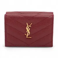 サンローランパリ カサンドラ タイニーウォレット TGN647267 レザー コンパクトウォレット レッド