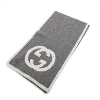 グッチ インターロッキングG カシミヤ マフラー グレー