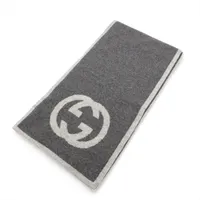 グッチ インターロッキングG カシミヤ マフラー グレー