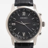 セイコー ブライツ 7B27-0AE0 SS×革 ソーラー 黒文字盤