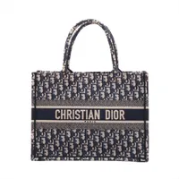 【美品】DIOR ブックトート ミディアム（旧スモール）オブリーク ネイビー 美品】DIOR ブックトート ミディアム（旧スモール）オブリーク ネイビー