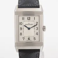 ジャガールクルト レベルソ クラシック Q2548140 SS×社外革 手巻き シルバー文字盤