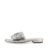 グッチ GGマーモント レザー サンダル 37 シルバー