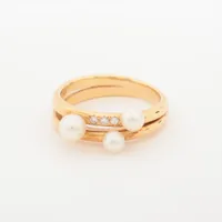 タサキ パール ダイヤ K18(YG) 約3.5～4.5mm