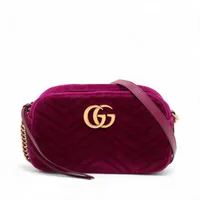 グッチ GGマーモント ベルベット チェーンショルダーバッグ パープル