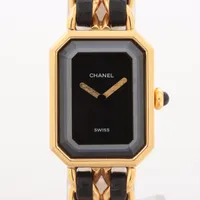 シャネル プルミエールM H0001 GP×革 QZ 黒文字盤