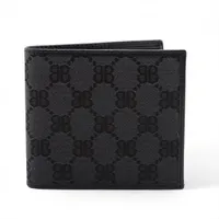 グッチ×バレンシアガ ザ ハッカー プロジェクト 680430 キャンバス×レザー コンパクトウォレット ブラック