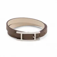 エルメス ビーアピ ドゥーブルトゥール レザー ブレスレット T2 エトゥープ