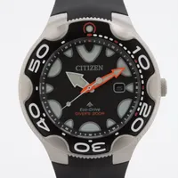 シチズン エコドライブ SS×ラバー ソーラー 黒文字盤