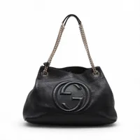 グッチ ソーホー レザー チェーントートバッグ ブラック