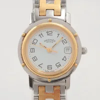 エルメス クリッパー CL4.220 SS×GP QZ 白文字盤