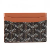 ゴヤール ヘリンボーン サンシュルピス PVC×レザー カードケース