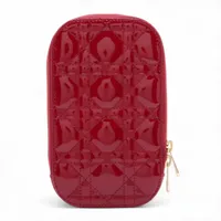 ディオール レディディオール カナージュ レザー×パテント フォンホルダー レッド