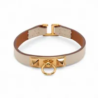 エルメス リヴァルミニ GP×革 ブレスレット U刻印：2022 T2 アイボリー×ゴールド