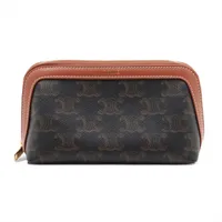 セリーヌ トリオンフ PVC×レザー フラグメントケース ダークブラウン