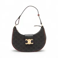 セリーヌ トリオンフ クロコ型押し コンパクトウォレット ブラック A