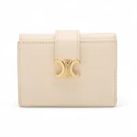 セリーヌ トリオンフ ファインストラップウォレット レザー コンパクトウォレット ホワイト