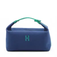 エルメス ブリッド ア ブラック GM キャンバス ブルー シルバー金具