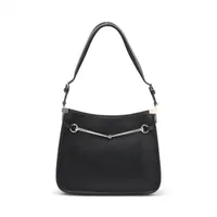 グッチ ホースビット レザー ショルダーバッグ ブラック