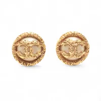 シャネル ココマーク GP×ラインストーン×フェイクパール ピアス(両耳用