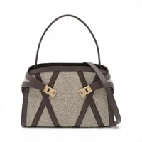 フェラガモ ハグ キャンバス 2WAYハンドバッグ グレー