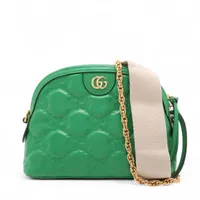 グッチ GGマトラッセ レザー ショルダーバッグ グリーン