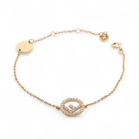 フェンディ エフイズフェンディ GP×ラインストーン ブレスレット ゴールド