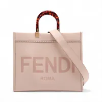 フェンディ ミニピーカブー レザー×スタッズ 2WAYハンドバッグ ピンク