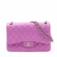 シャネル デカマトラッセ30 ラージ ラムスキン ピンク シルバー金具