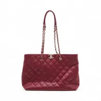 シャネル ココマーク キャビアスキン レッド ゴールド金具