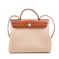 エルメス エールバッグジップPM トワルオフィシエ ベージュ シルバー金具