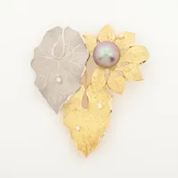 田村俊一 黒蝶パール ダイヤ K18(YG)×Pt900 約12.0mm