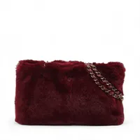 シャネル ココマーク ファー ボルドー ゴールド金具