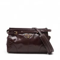 プラダ レザー ショルダーバッグ ブラウン