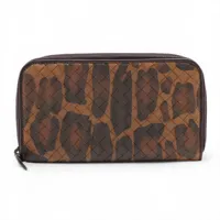 ボッテガヴェネタ イントレチャート レザー マネークリップ ブラウン