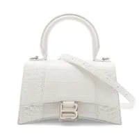 バレンシアガ アワーグラスXS クロコ型押し 2WAYハンドバッグ ホワイト