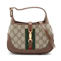 グッチ ジャッキー1961 GGスプリーム PVC ショルダーバッグ ブラウン