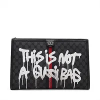 グッチ×バレンシアガ ザ ハッカー プロジェクト キャンバス クラッチバッグ ブラック