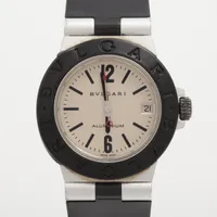 ブルガリ アルミニウム AL32A AL×ラバー QZ シルバー文字盤