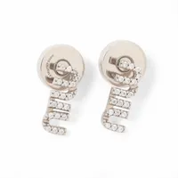 ミュウミュウ ロゴ メタル×ラインストーン ピアス(両耳用) シルバー