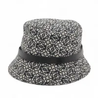 ロエベ アナグラム コットン×レザー ハット 57 ネイビー