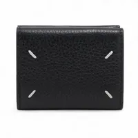 メゾンマルジェラ 4ステッチ レザー コンパクトウォレット ブラック