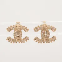 シャネル ココマーク GP×ラインストーン イヤリング(両耳用) A12A ゴールド