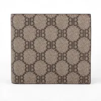 グッチ×バレンシアガ ザ ハッカープロジェクト 680403 PVC×レザー コンパクトウォレット ベージュ